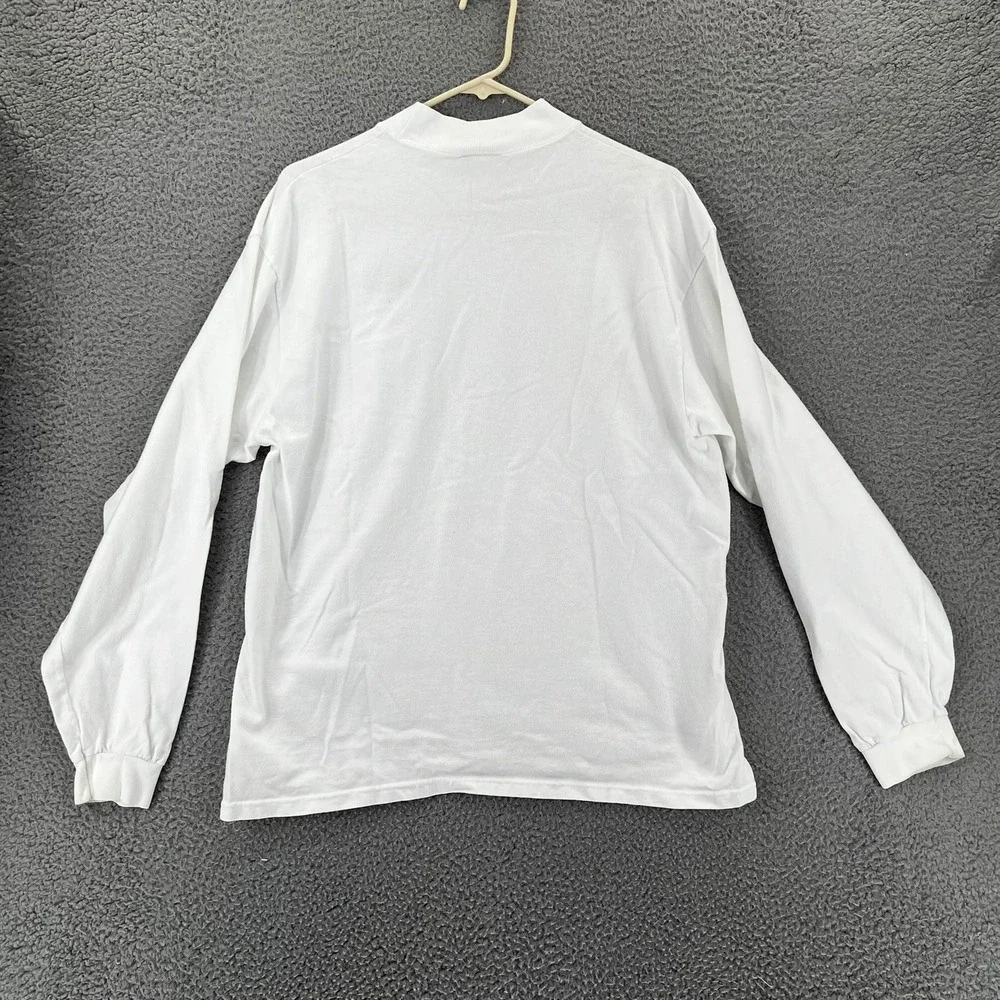 VTG Y2k Cotton Deluxe Anvil White Long Sleeve Mock Neck ACAC Logo T-Shirt Men L